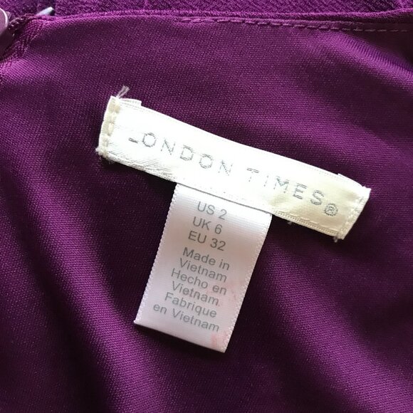 London Times Center Front Twist Sheath Dress Purple Size 2 - Picture 4 of 6